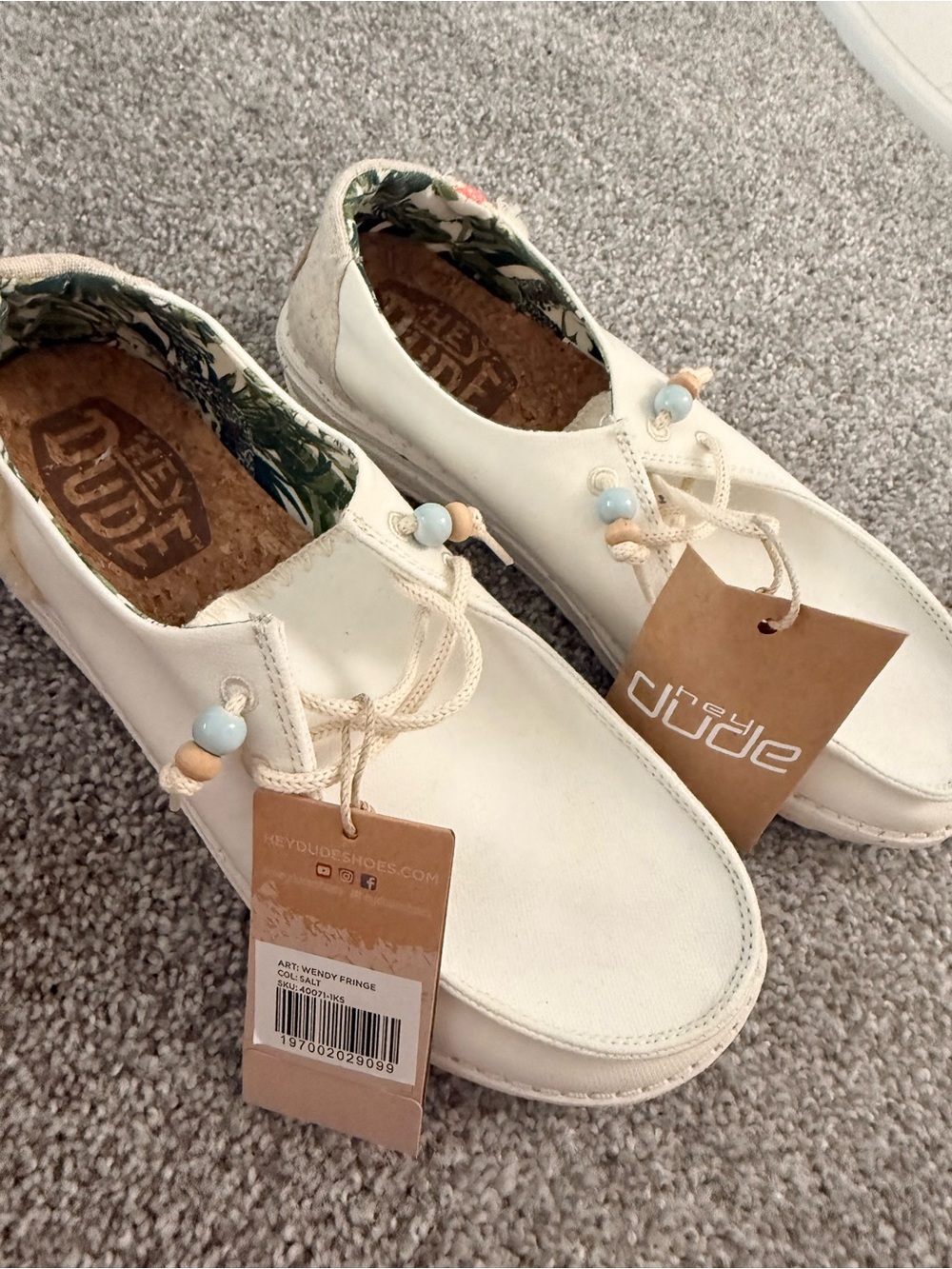 Hey Dude Wendy Fringe Slip-On Shoes in White